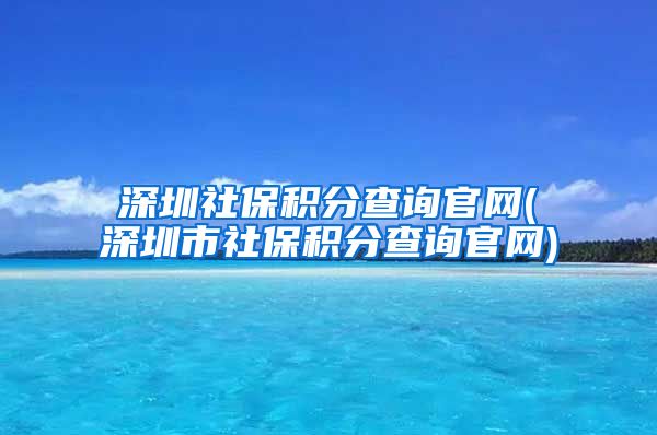 深圳社保积分查询官网(深圳市社保积分查询官网)