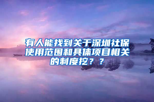 有人能找到关于深圳社保使用范围和具体项目相关的制度挖？？