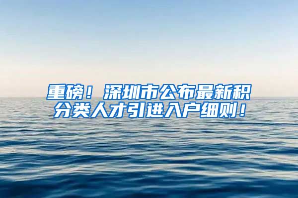 重磅！深圳市公布最新积分类人才引进入户细则！