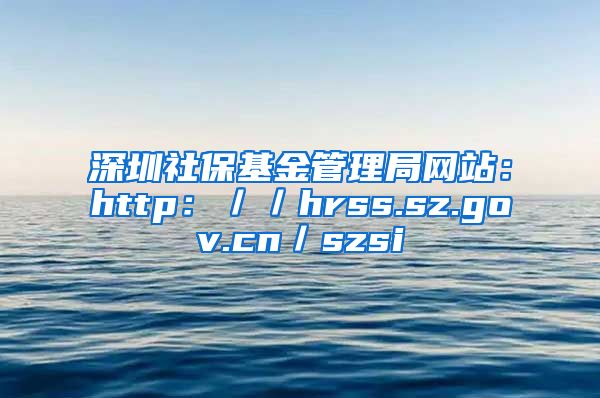 深圳社保基金管理局网站：http：／／hrss.sz.gov.cn／szsi