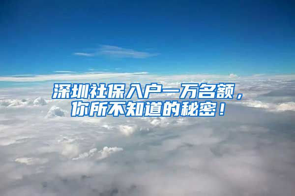 深圳社保入户一万名额，你所不知道的秘密！