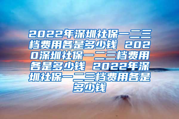 2022年深圳社保一二三档费用各是多少钱 2020深圳社保一二三档费用各是多少钱 2022年深圳社保一二三档费用各是多少钱