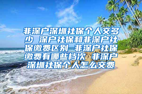 非深户深圳社保个人交多少 深户社保和非深户社保缴费区别 非深户社保缴费有哪些档次 非深户深圳社保个人怎么交费