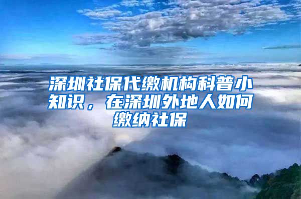 深圳社保代缴机构科普小知识，在深圳外地人如何缴纳社保