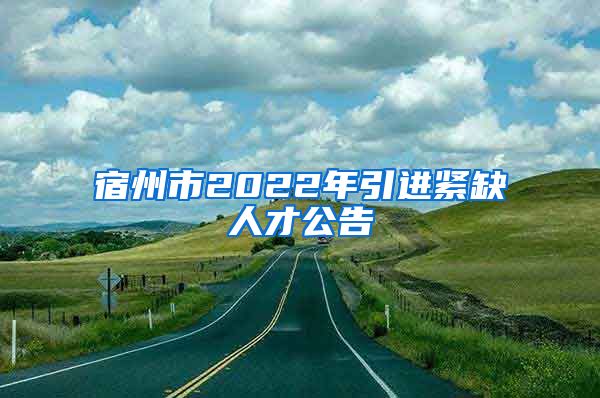 宿州市2022年引进紧缺人才公告