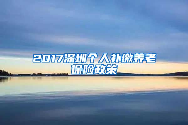 2017深圳个人补缴养老保险政策