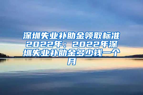 深圳失业补助金领取标准2022年：2022年深圳失业补助金多少钱一个月