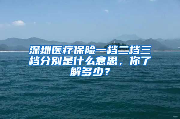 深圳医疗保险一档二档三档分别是什么意思，你了解多少？