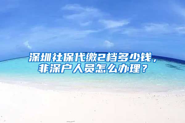 深圳社保代缴2档多少钱，非深户人员怎么办理？