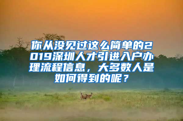 你从没见过这么简单的2019深圳人才引进入户办理流程信息，大多数人是如何得到的呢？