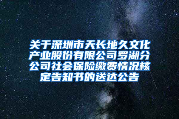 关于深圳市天长地久文化产业股份有限公司罗湖分公司社会保险缴费情况核定告知书的送达公告