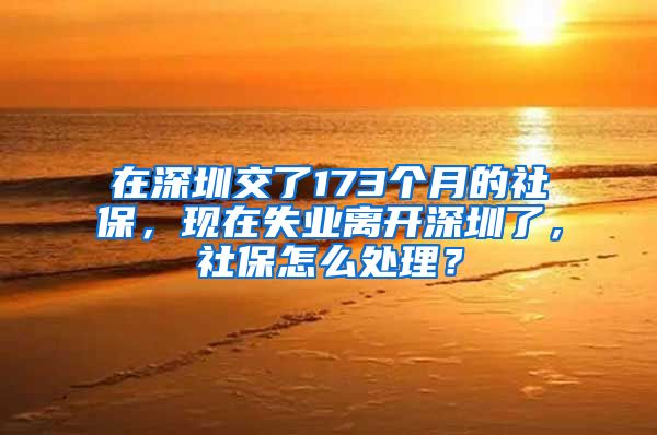 在深圳交了173个月的社保，现在失业离开深圳了，社保怎么处理？