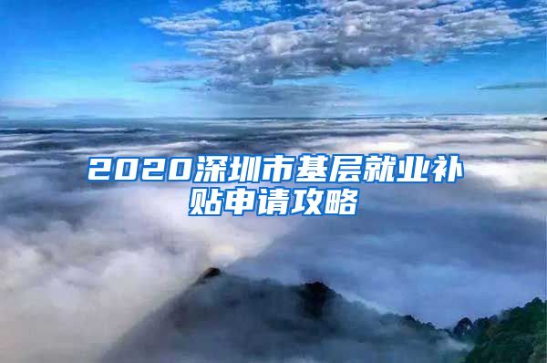 2020深圳市基层就业补贴申请攻略