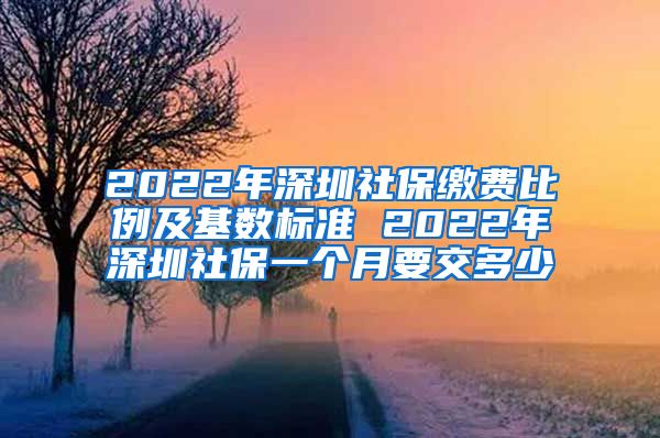 2022年深圳社保缴费比例及基数标准 2022年深圳社保一个月要交多少