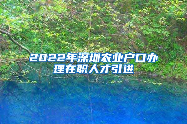 2022年深圳农业户口办理在职人才引进