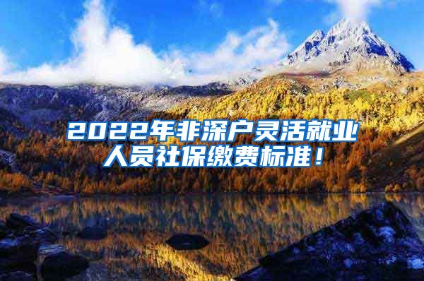 2022年非深户灵活就业人员社保缴费标准！