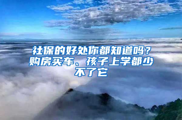 社保的好处你都知道吗？购房买车、孩子上学都少不了它