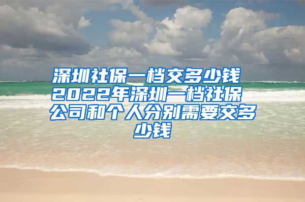 深圳社保一档交多少钱 2022年深圳一档社保 公司和个人分别需要交多少钱