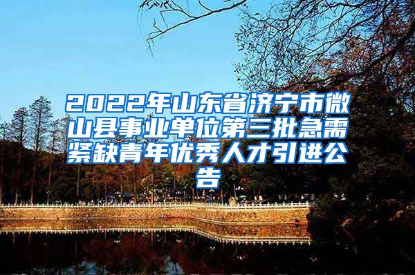 2022年山东省济宁市微山县事业单位第三批急需紧缺青年优秀人才引进公告