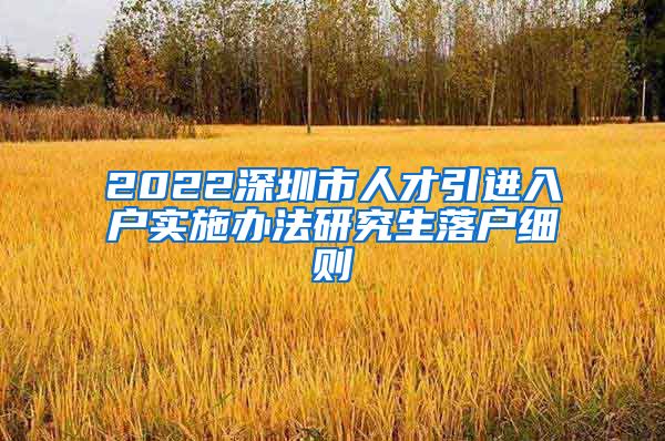 2022深圳市人才引进入户实施办法研究生落户细则