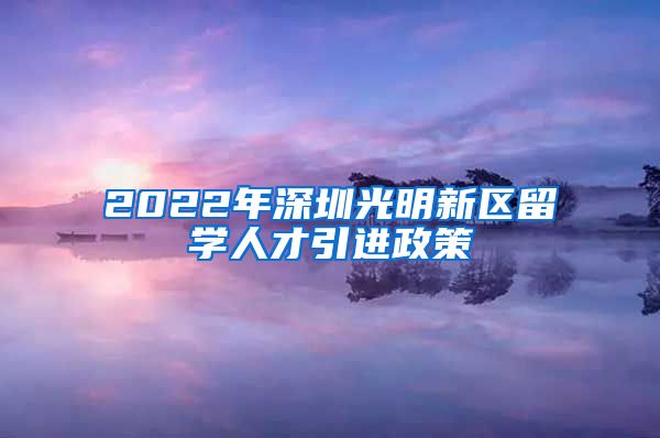 2022年深圳光明新区留学人才引进政策