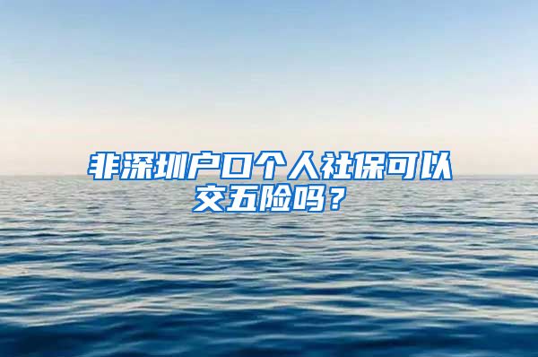 非深圳户口个人社保可以交五险吗？