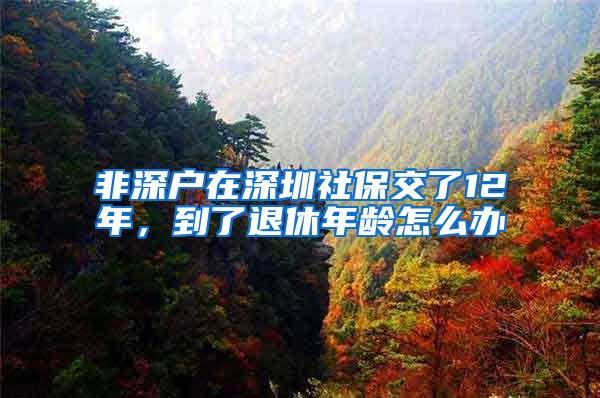 非深户在深圳社保交了12年，到了退休年龄怎么办