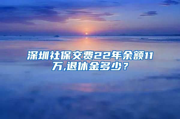 深圳社保交费22年余额11万,退休金多少？