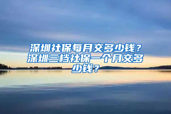 深圳社保每月交多少钱？深圳三档社保一个月交多少钱？