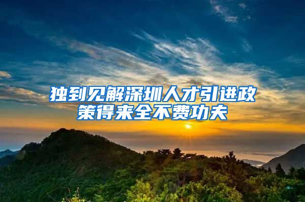 独到见解深圳人才引进政策得来全不费功夫