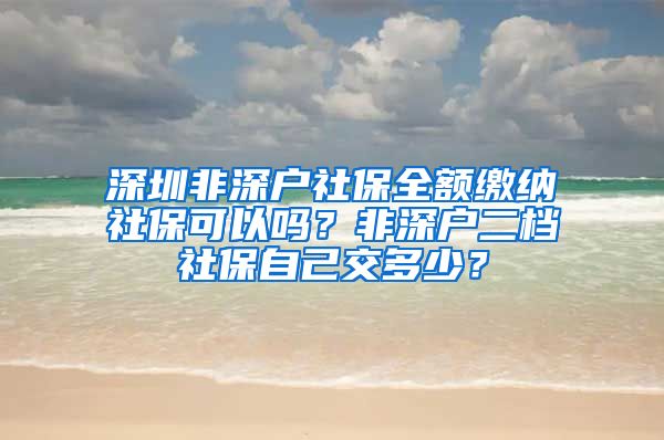 深圳非深户社保全额缴纳社保可以吗？非深户二档社保自己交多少？