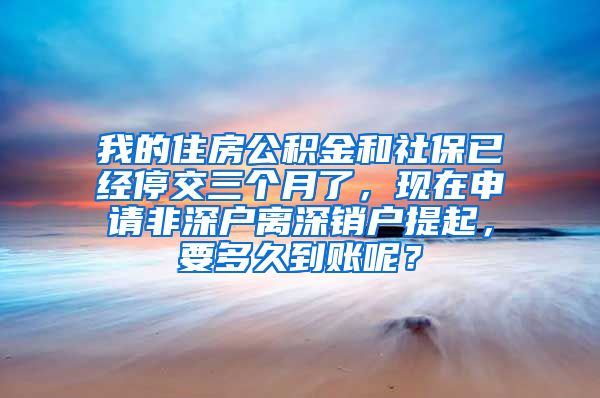 我的住房公积金和社保已经停交三个月了，现在申请非深户离深销户提起，要多久到账呢？