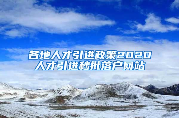 各地人才引进政策2020人才引进秒批落户网站