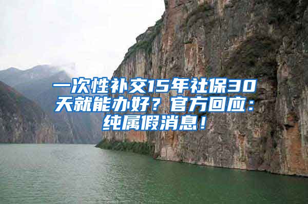 一次性补交15年社保30天就能办好？官方回应：纯属假消息！