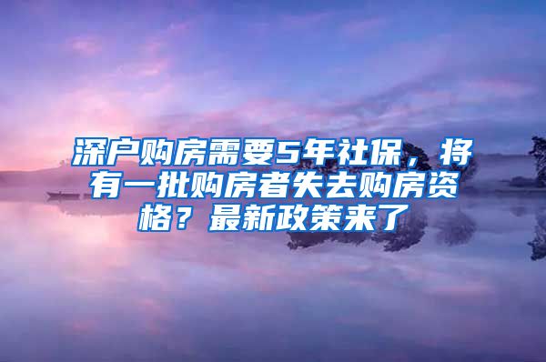 深户购房需要5年社保，将有一批购房者失去购房资格？最新政策来了