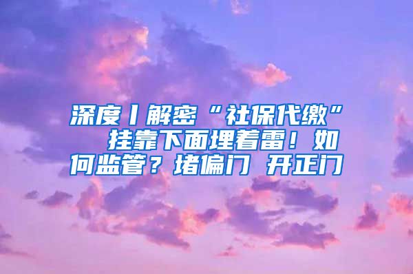 深度丨解密“社保代缴”  挂靠下面埋着雷！如何监管？堵偏门 开正门