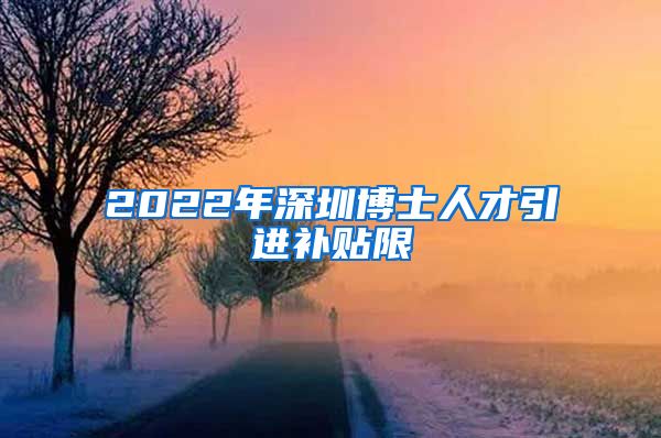 2022年深圳博士人才引进补贴限