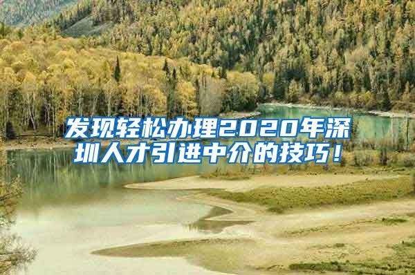 发现轻松办理2020年深圳人才引进中介的技巧！