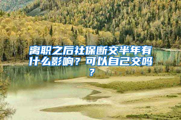 离职之后社保断交半年有什么影响？可以自己交吗？