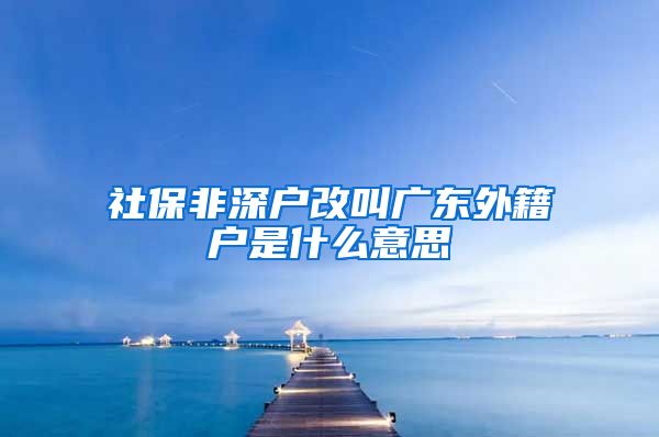 社保非深户改叫广东外籍户是什么意思