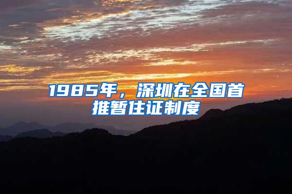 1985年，深圳在全国首推暂住证制度