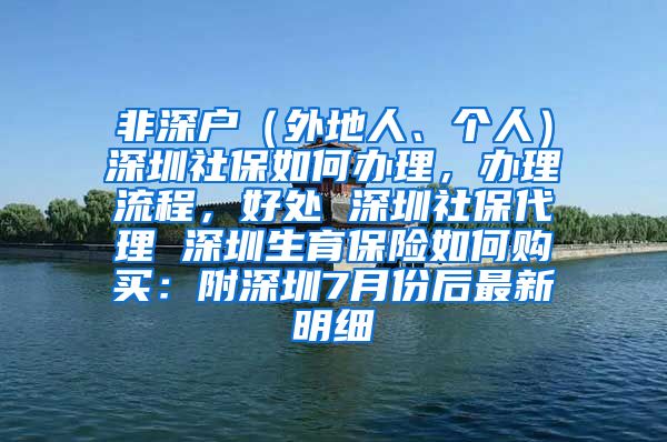 非深户（外地人、个人）深圳社保如何办理，办理流程，好处 深圳社保代理 深圳生育保险如何购买：附深圳7月份后最新明细