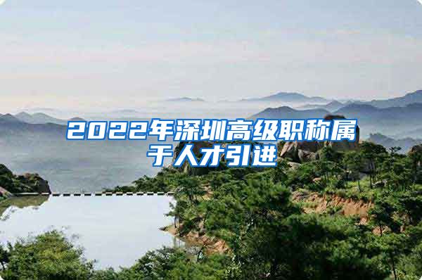 2022年深圳高级职称属于人才引进