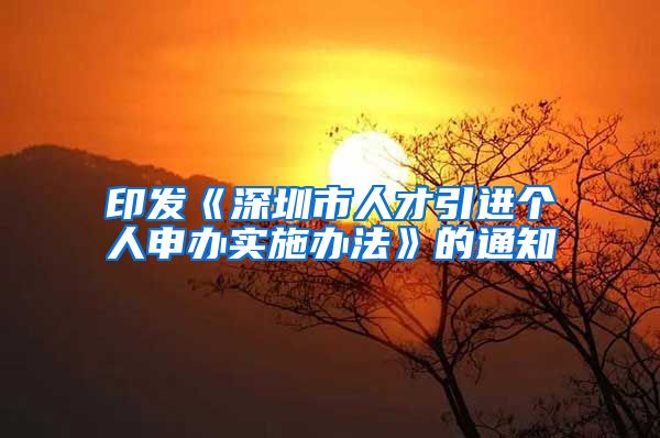 印发《深圳市人才引进个人申办实施办法》的通知