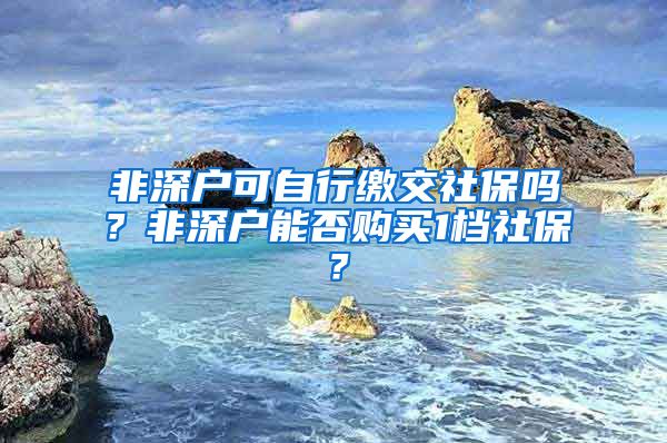 非深户可自行缴交社保吗？非深户能否购买1档社保？