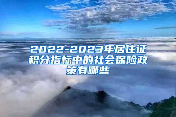 2022-2023年居住证积分指标中的社会保险政策有哪些