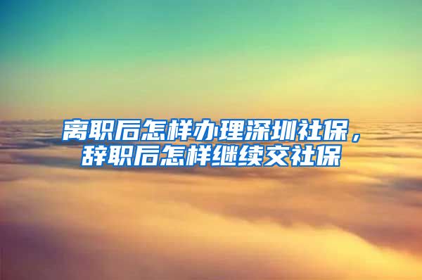 离职后怎样办理深圳社保，辞职后怎样继续交社保