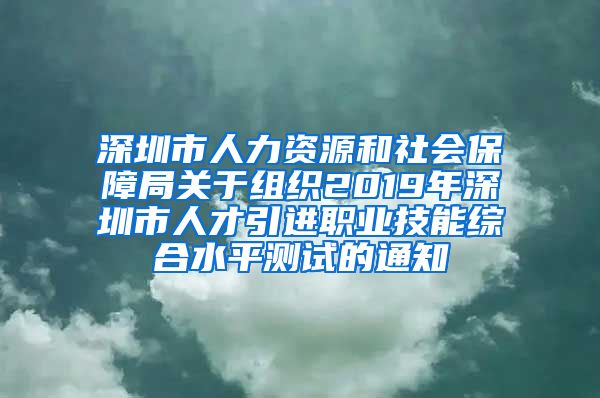 深圳市人力资源和社会保障局关于组织2019年深圳市人才引进职业技能综合水平测试的通知