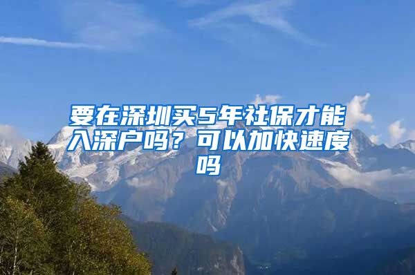 要在深圳买5年社保才能入深户吗？可以加快速度吗