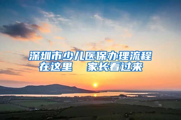 深圳市少儿医保办理流程在这里  家长看过来